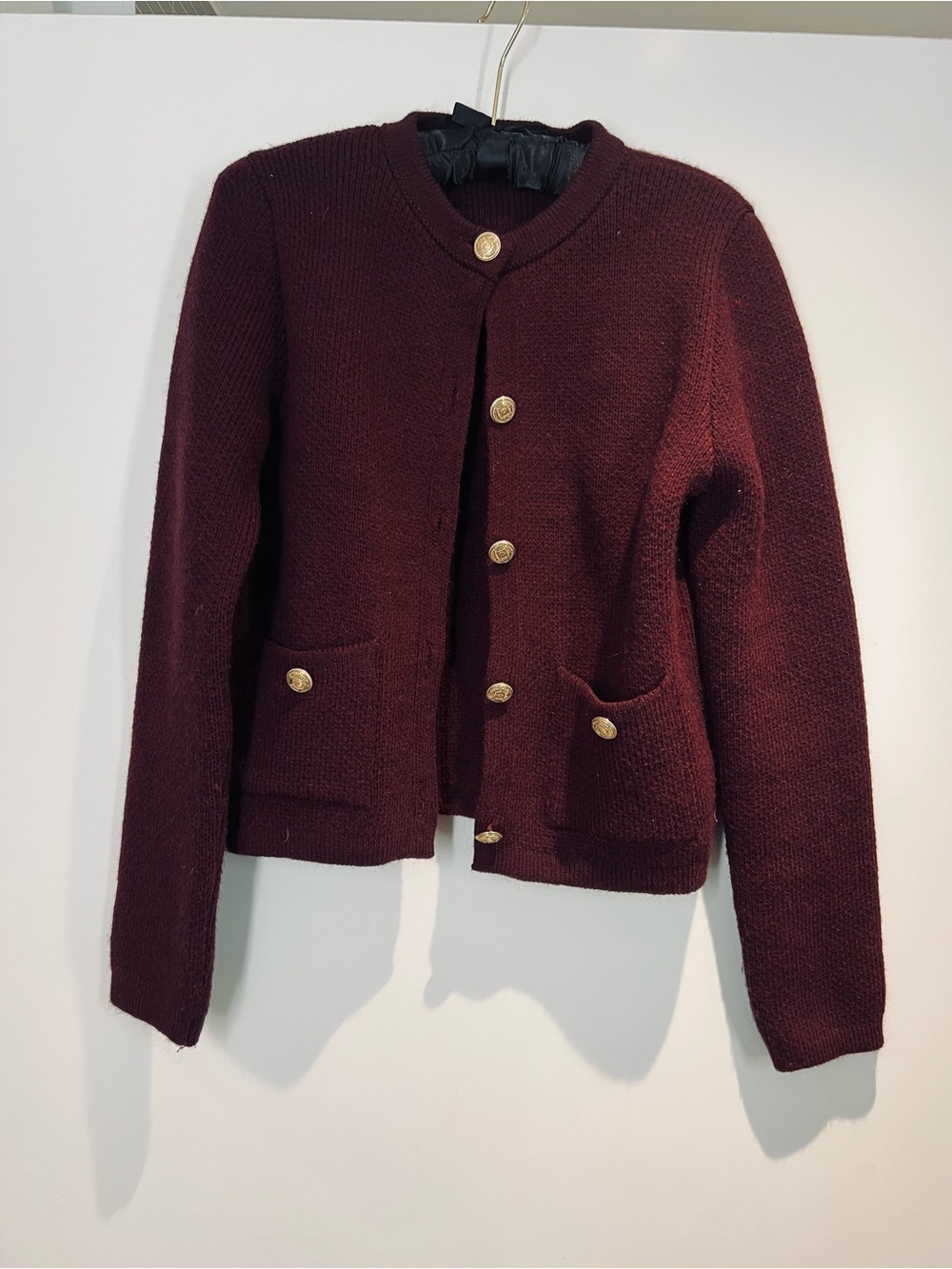Zara Burgundy Knit Button-Front Cardigan